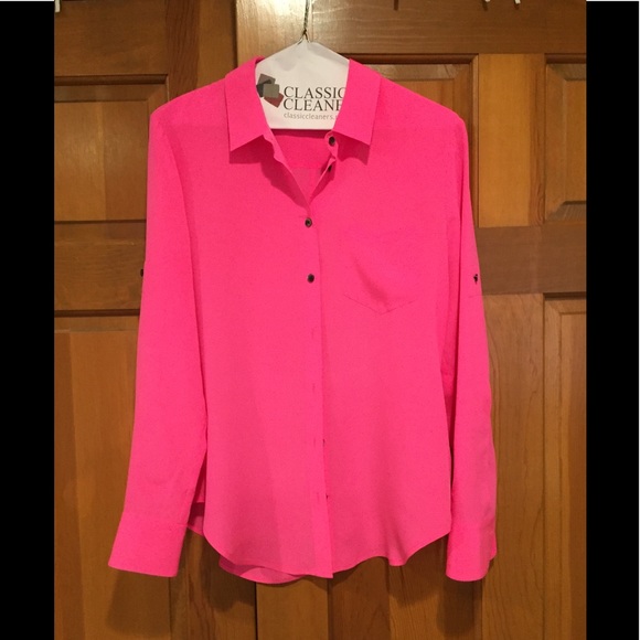 Madewell Silk Hot Pink Blouse - Picture 8 of 8